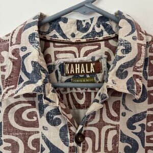 Kahala 1936 Organic Hawaiian Shirt Men's 100% Cotton Stone Washed, large